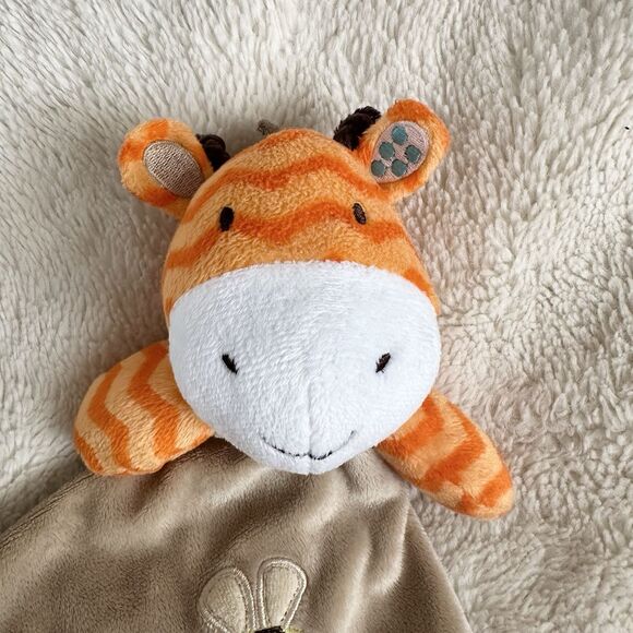 Circo Giraffe Lovey Security Blanket Bumble Bee Brown Orange Chevron Plush Satin - Picture 2 of 7